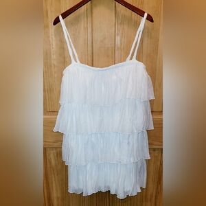 NWT White Texrured Chiffon Layered Mini Dress.